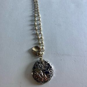 Gold plated white bead necklace